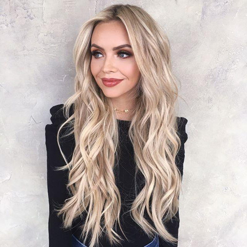 Chemical Fiber Gradient Golden Long Curly Hair photo 2