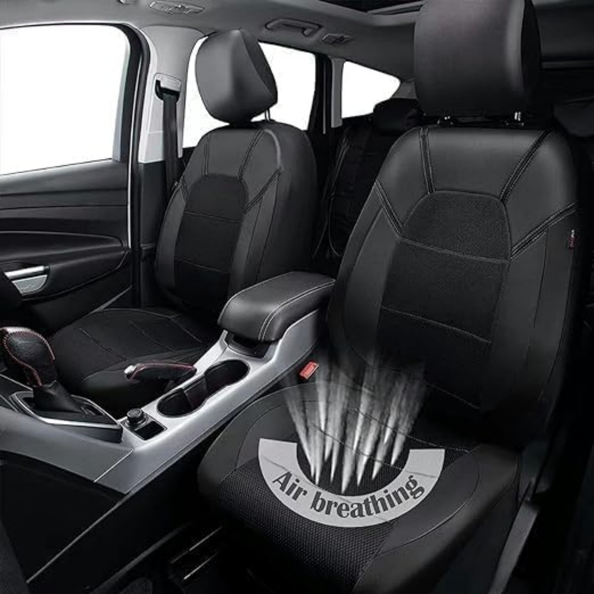 5-Seat Car Seat Cover, Single-Stitch Diamond Pattern, Quilted And Embroidered, Synthetic Leather, PVC Leather, Exported To Europe And America photo 3