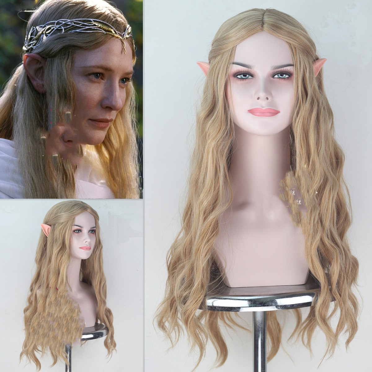 Hobbit Wig Elf Queen Kellantril With Ears Cosplay Anime Wigs photo 1