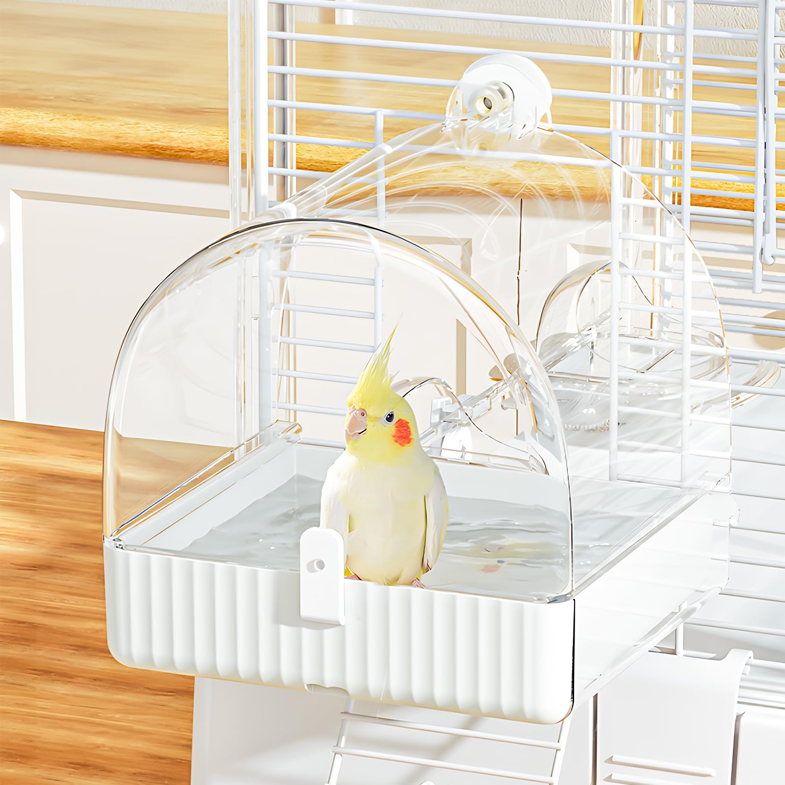 Hanging Bird Bath For Cage, 3 In 1 Multifunction Bird Bath&Bowl&House, Bird Cage Accessories Suitable For Small To Medium Birds, Like Lovebirds, Finches, Parakeets, Mannikin photo 1