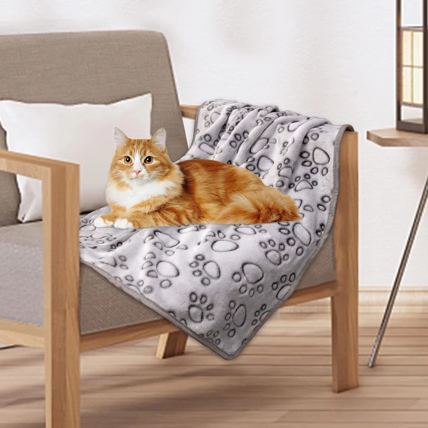 3 PackPet Blanket, Soft Plush Paw Print Dog Blanket Washable, Warm Fleece Cat Blanket For Large Medium Dogs, Sofa Couch Bed Cage Protector,23 X 16 In,30 X 20 In,41 X 31 In,47.2 X 39.3 In photo 5