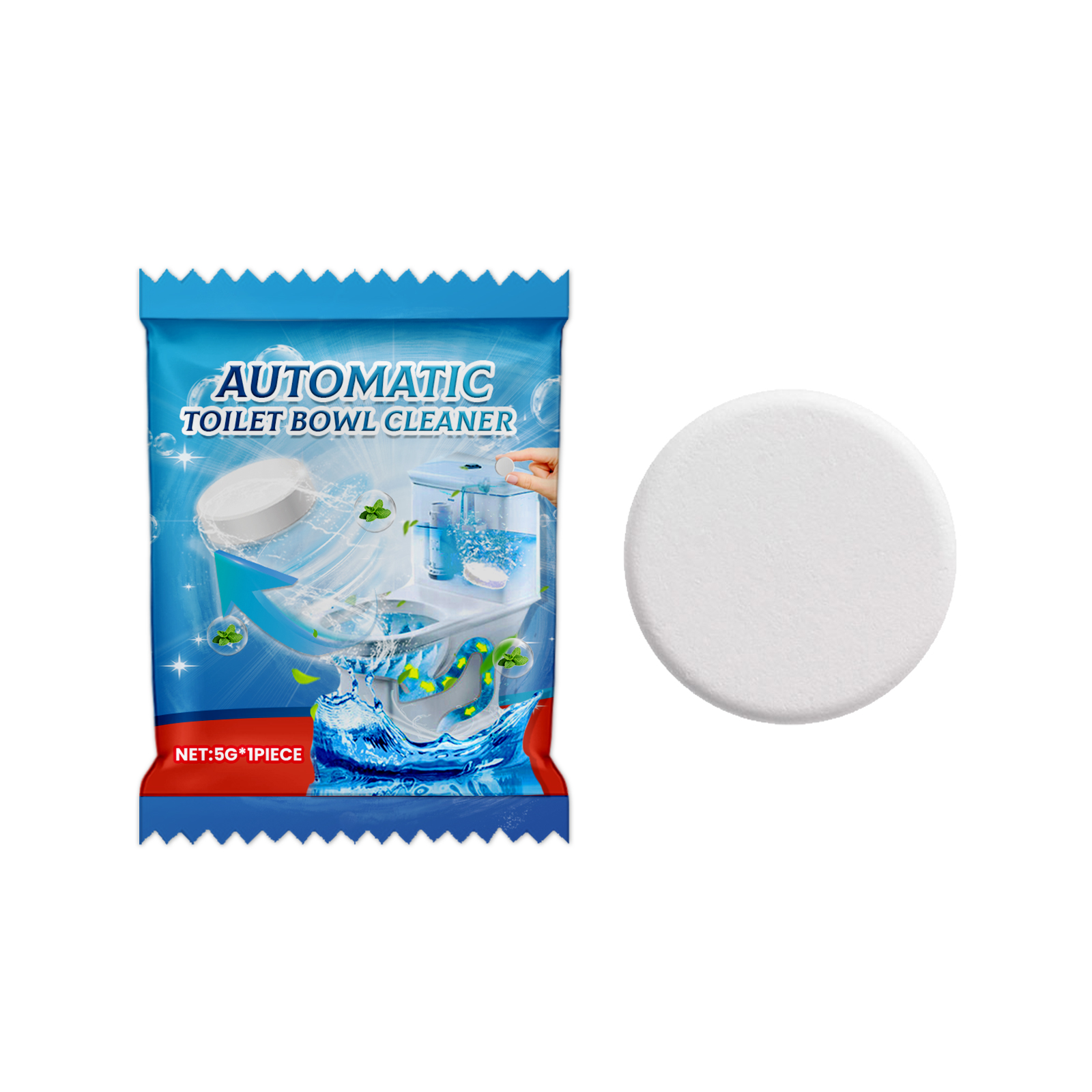 Toilet Cleaning Foaming Tablet Single 5gx1pc-bag, Toilet Cleaning Foaming Tablet Effect Deodorizing-Cleaning, White, Including Printed Slice Price 0.12 photo 3