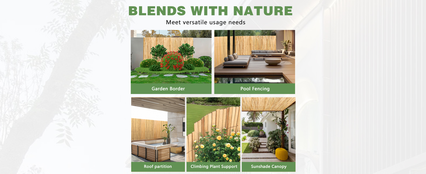 Bamboo Privacy Fence Roll 4FTx 13FT, Natural Bamboo Slat Screening Panels For Outdoor Garden, Yard, Patio, Balcony Privacy Screen Self-pickup Only photo 5