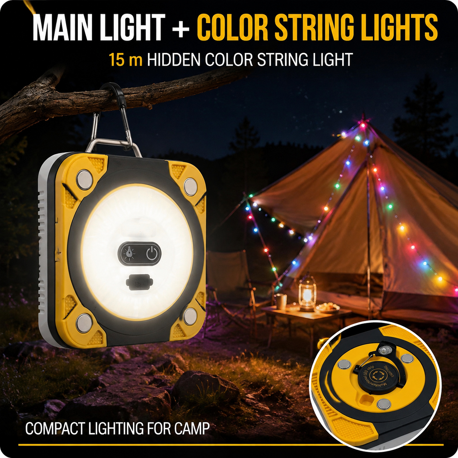 D87 2 Camping Lantern 4500mAh Hanging Hook Type C For Outdoor Factory Supply Solar Powered photo 2