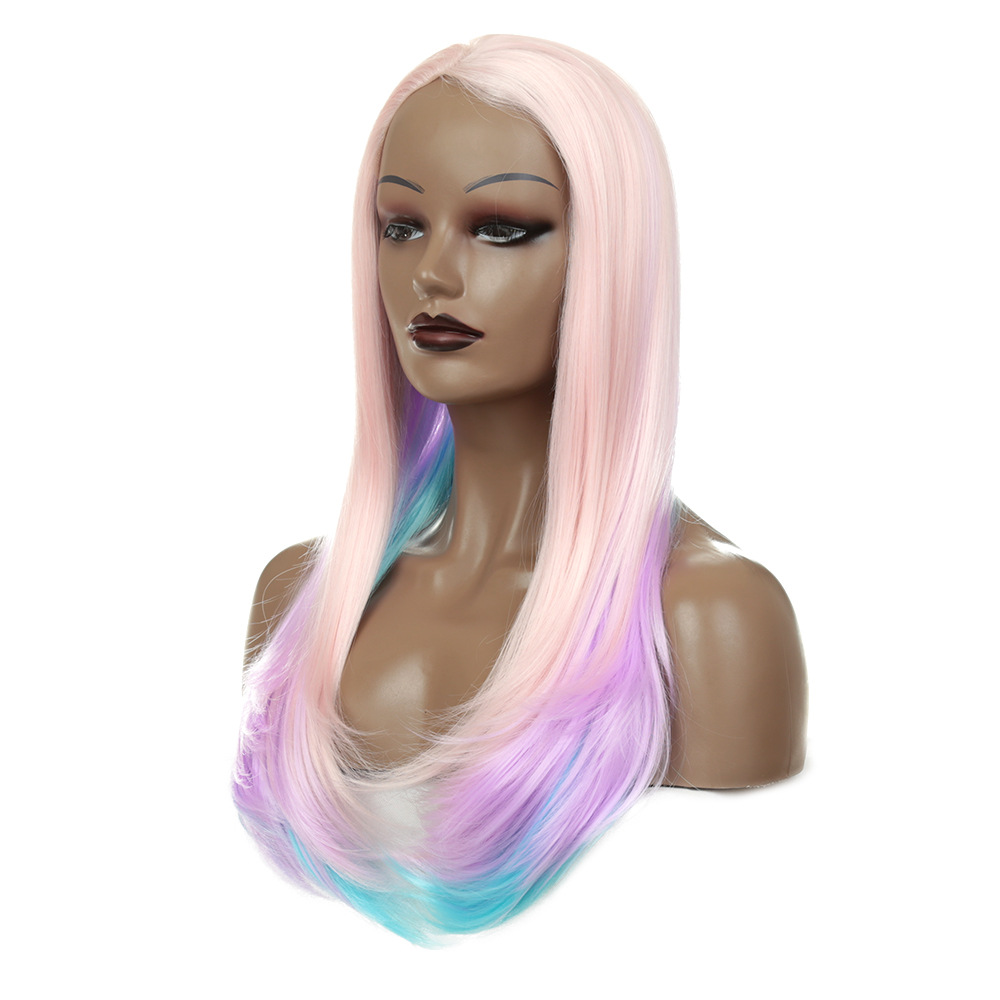 Gradient Color Inner Buckle Long Curly Hair High Temperature Silk Color Lace Headgear photo 1