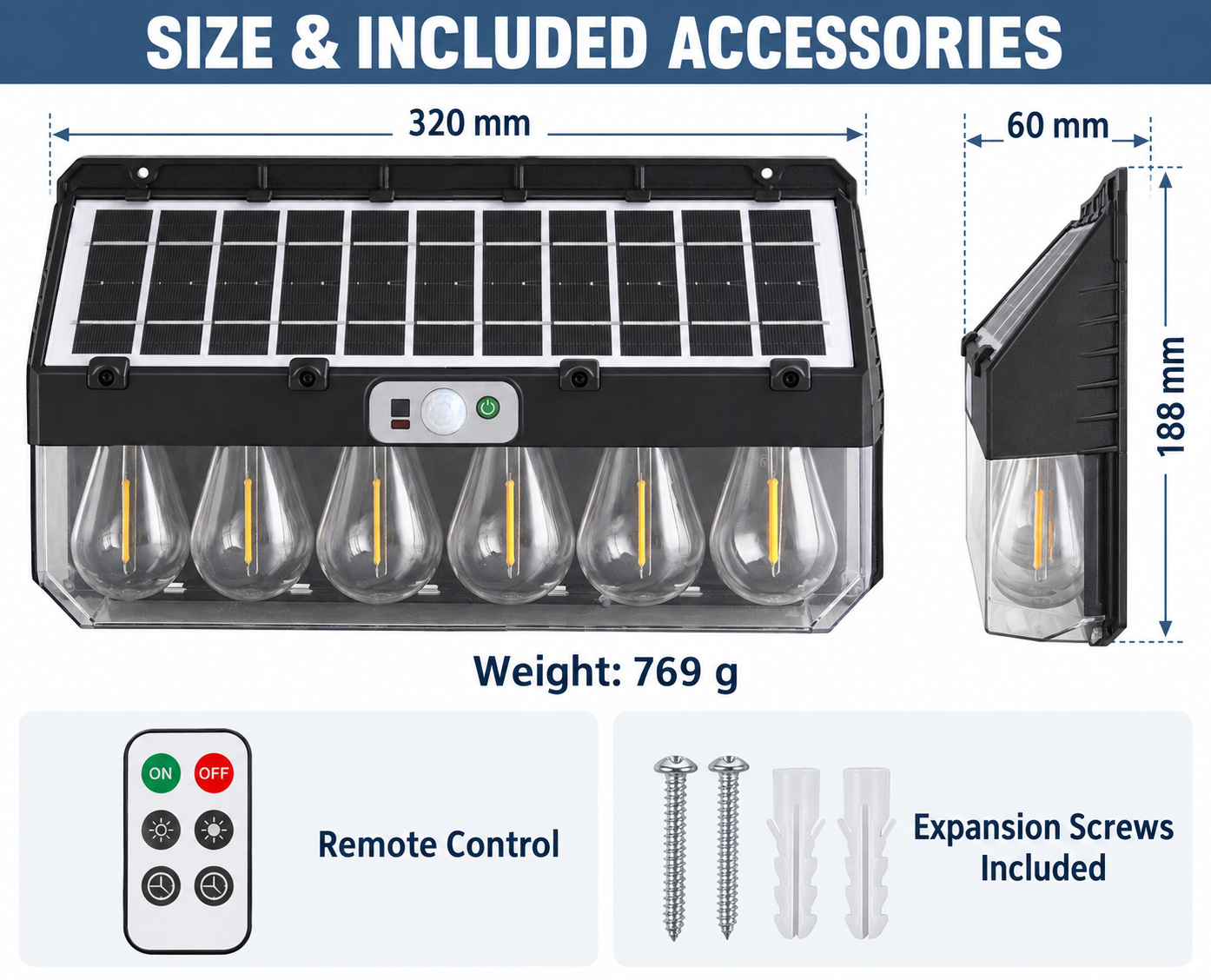 Solar Powered Rechargeable Motion Sensor LED Work Light 4800mAh For Auto W7116 6 Remote Control photo 2