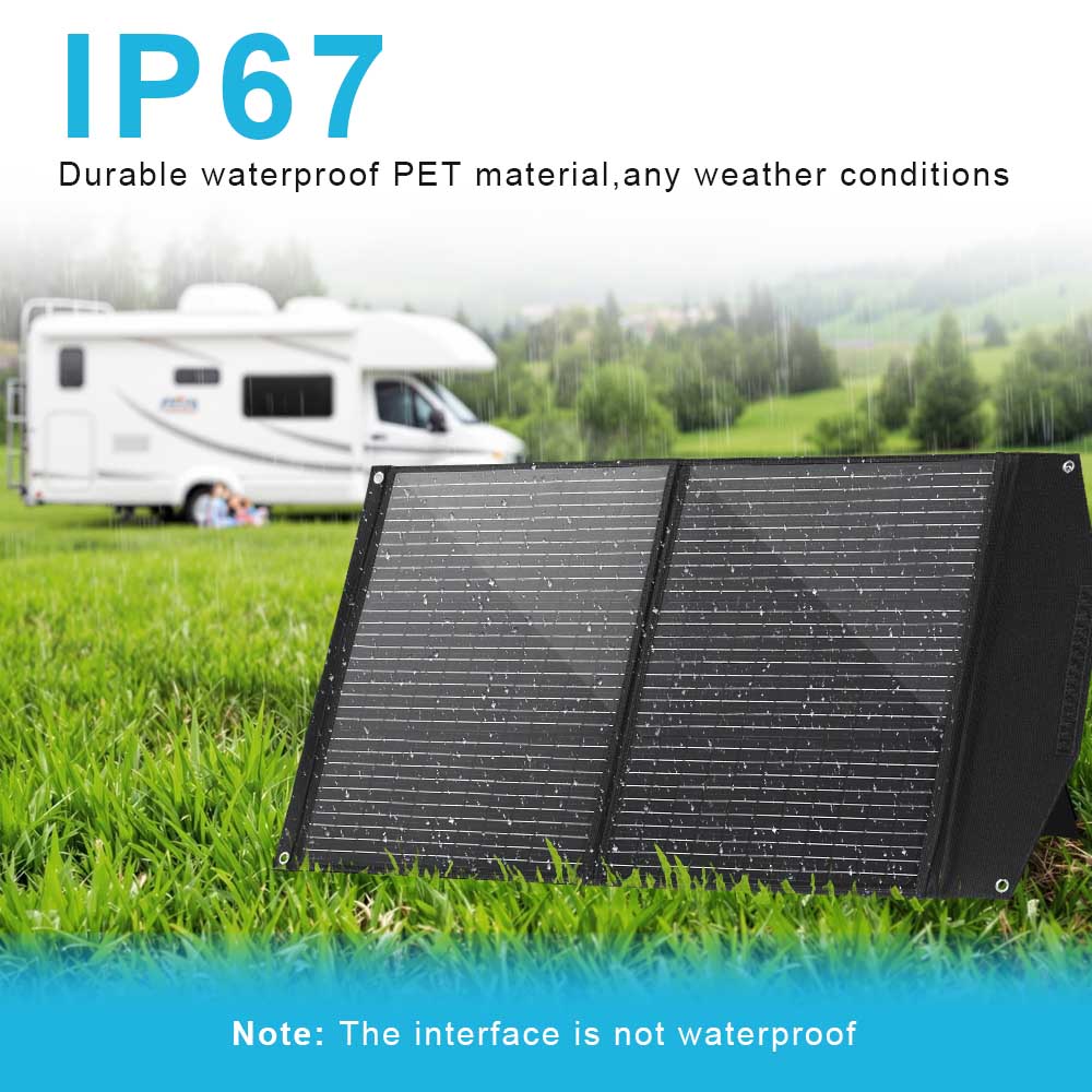 Portable Solar Panel 1 0 0 Watt Foldable Solar Panel Charger For Power Station, USB DC Devices 18V  High Efficiency IP68 Waterproof For Camping Outdoor RV Cloudy photo 7