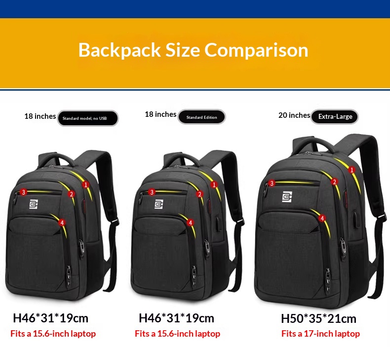 BC Men's Business Backpack Oxford Cloth Waterproof 16 Inch Large Capacity Multifunctional Computer Backpack Student Backpack Women's - Orange Red photo 5