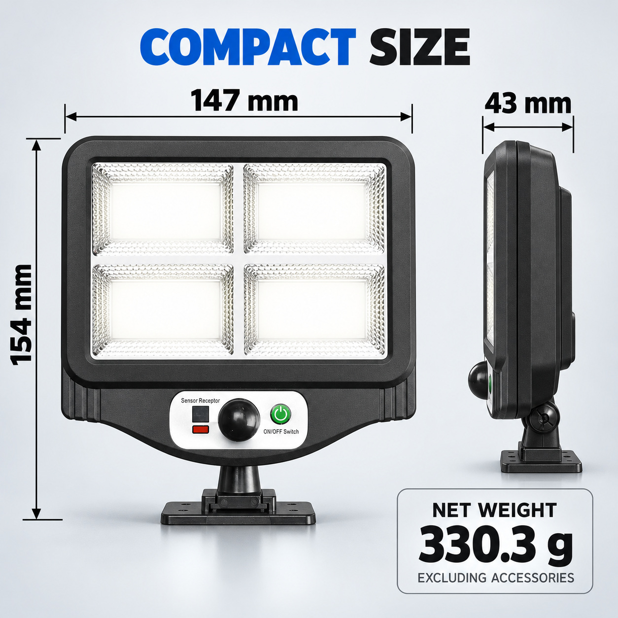 Solar Powered Rechargeable Motion Sensor LED Work Light 1500mAh For Auto W780 4 Street Remote photo 7