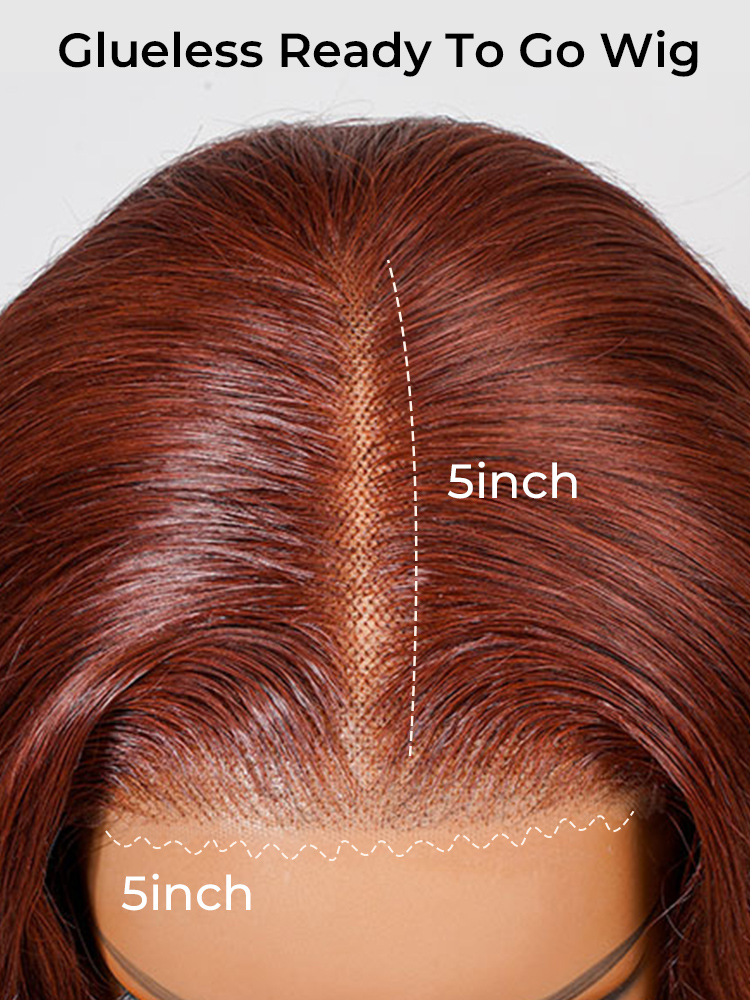 5x5 Lace Human Hair Wig Pre-cut Lace Reddish-Brown Body Wave, Density photo 5