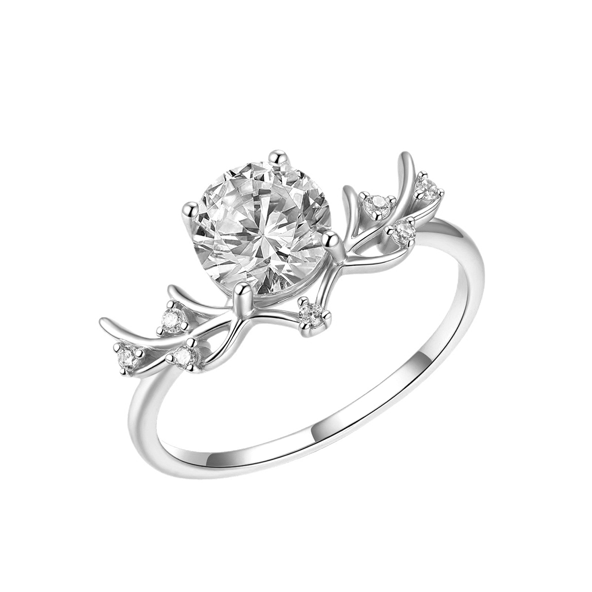S925 Sterling Silver 7.0mm Round Moissanite Twig Vine Ring D Color VVS1 US Size 6-9 GRA Certified Gift Box photo 2