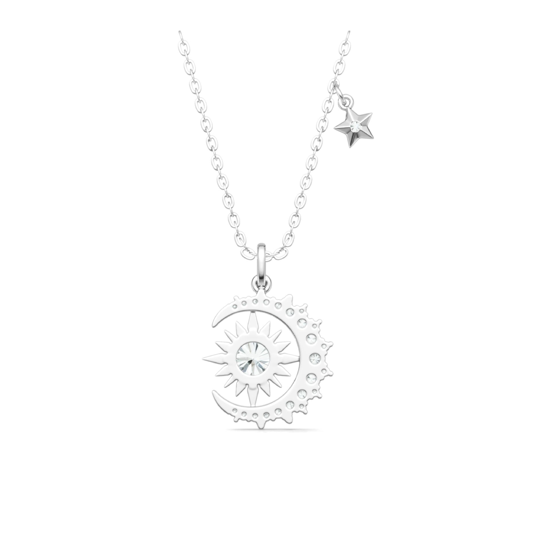 S925 Silver 1ct Moissanite Moon Star Necklace, D VVS1 Celestial Pendant, 40&5cm, GRA photo 4