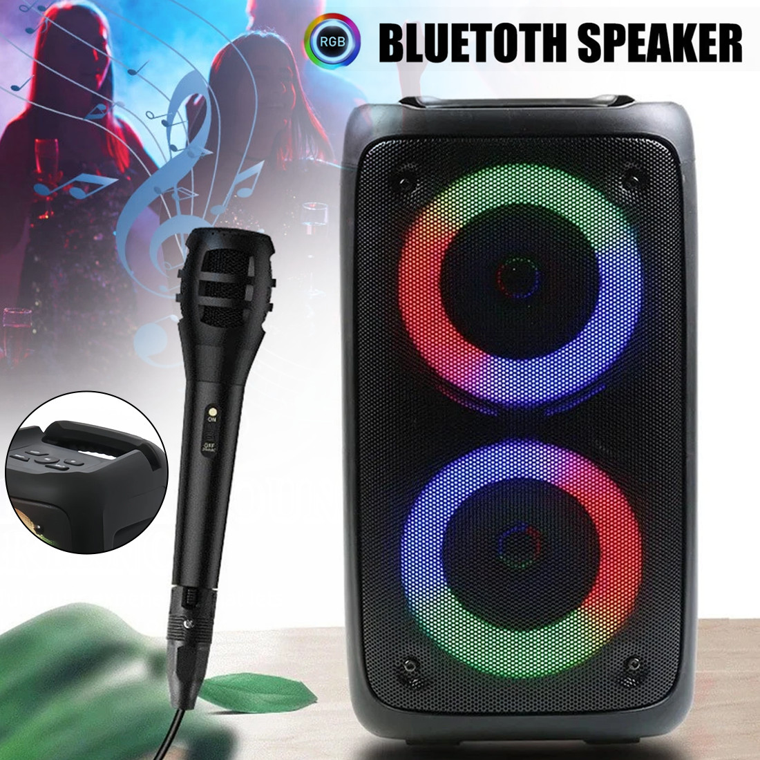 Portable Bluetooth Speaker Sub Woofer Heavy Bass Sound System Party Mic photo 2