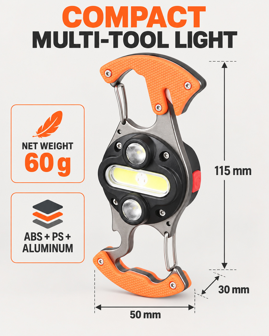 Rechargeable Magnetic Battery Display Type C LED Work Light Hanging Hook W5146 350LM Flashlight Safety photo 5