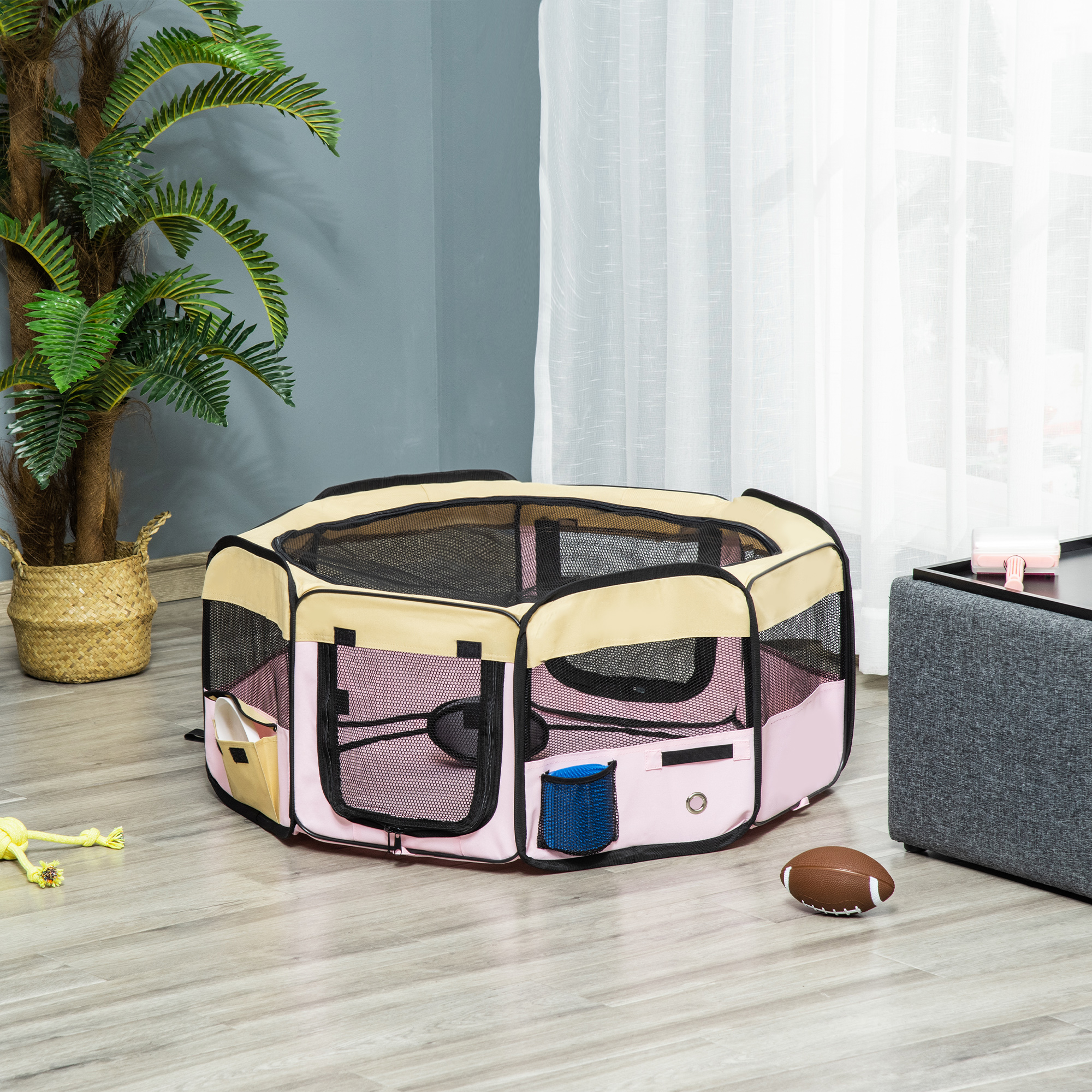 Fabric Pet Whelping Box Dog Cat Puppy Playpen Rabbit Guinea Pig Play Pen In P Ink With Carry Bag Small Dia 90 X 41Hcm photo 5