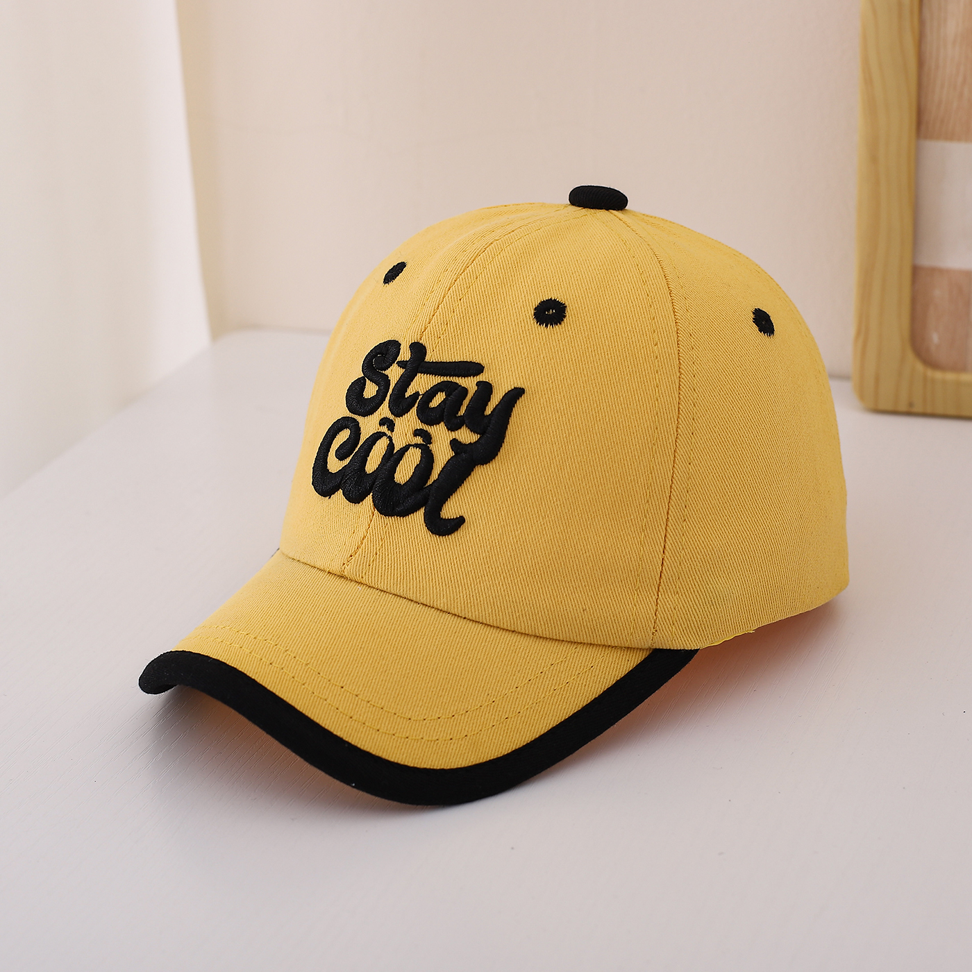 Children's Multi-color Edge-stitching Creative Font English Embroidery Adjustable Trendy Baseball Cap Fashionable Sport Shopping photo 5