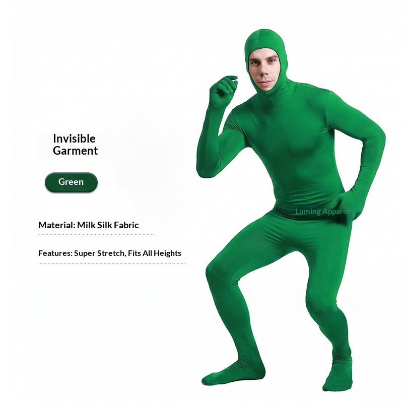 Halloween Invisible Costume Cosplay  Performance Outfit Black Man Bodysuit Stage Performance Invisibility Costume photo 3