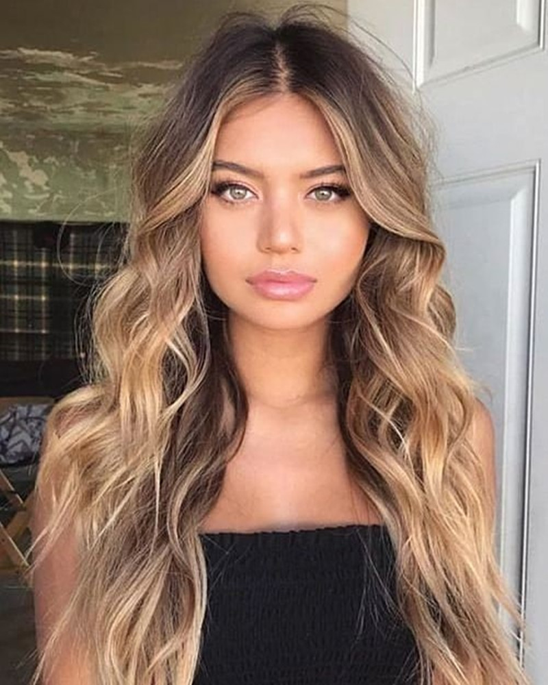 Chemical Fiber Gradient Golden Long Curly Hair photo 1