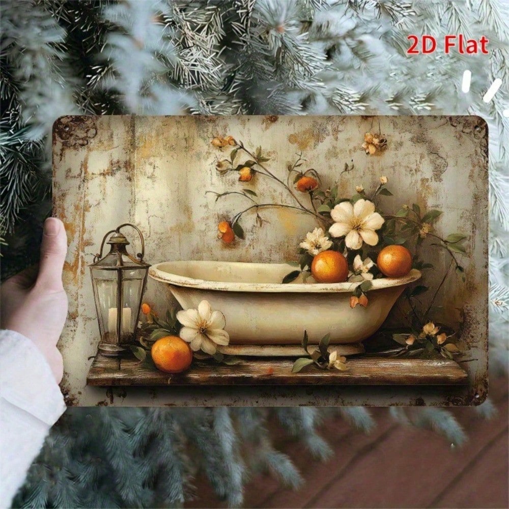 Vintage Orange Wall Sign 12x8, Metal Wall Art Modern Minimalist 2D Flat Decor photo 7