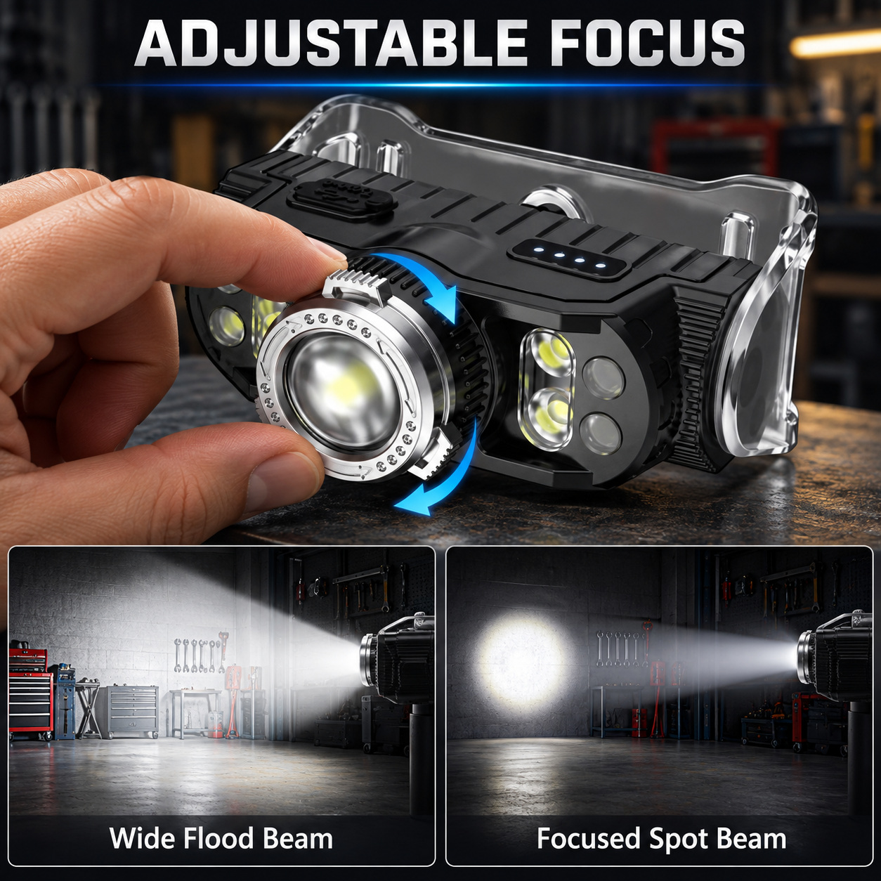 Rechargeable Motion Sensor Magnetic Zoomable LED Work Light 10W Type C W660 1 Headlamp 2000mAh photo 8