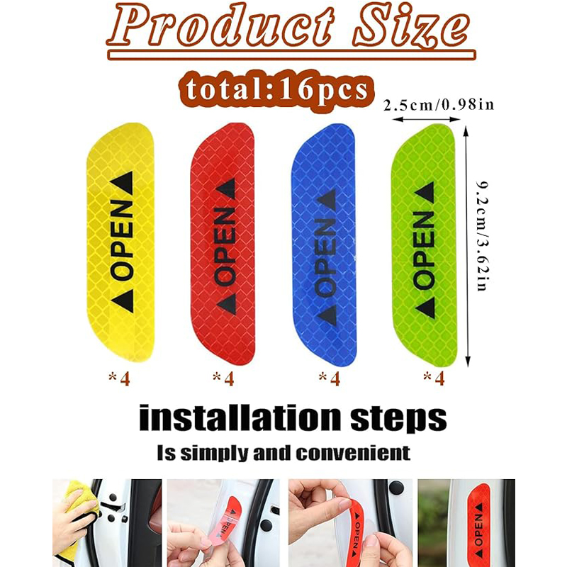 20 Pcs Car Stickers, Reflective Open Warning Signal Stickers, Night Car Stickers, Anti-Collision Safety, Car Door Protection & Decoration photo 4