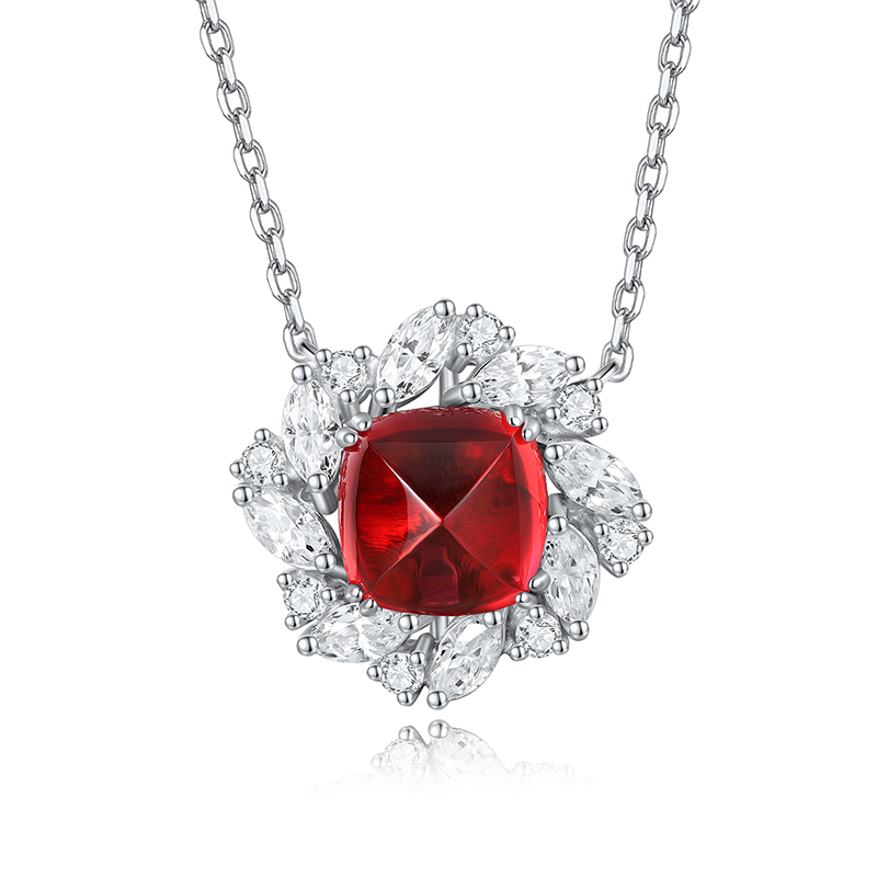 S925 Silver 5.6g Lab-Created Ruby Sapphire Emerald Necklace, 9x9mm Cushion Cut, 40&5cm photo 5
