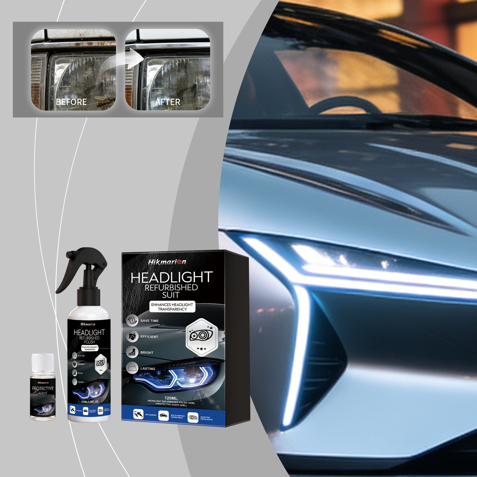 Front Headlight Refurbishment Kit 1 Set Per Box photo 7