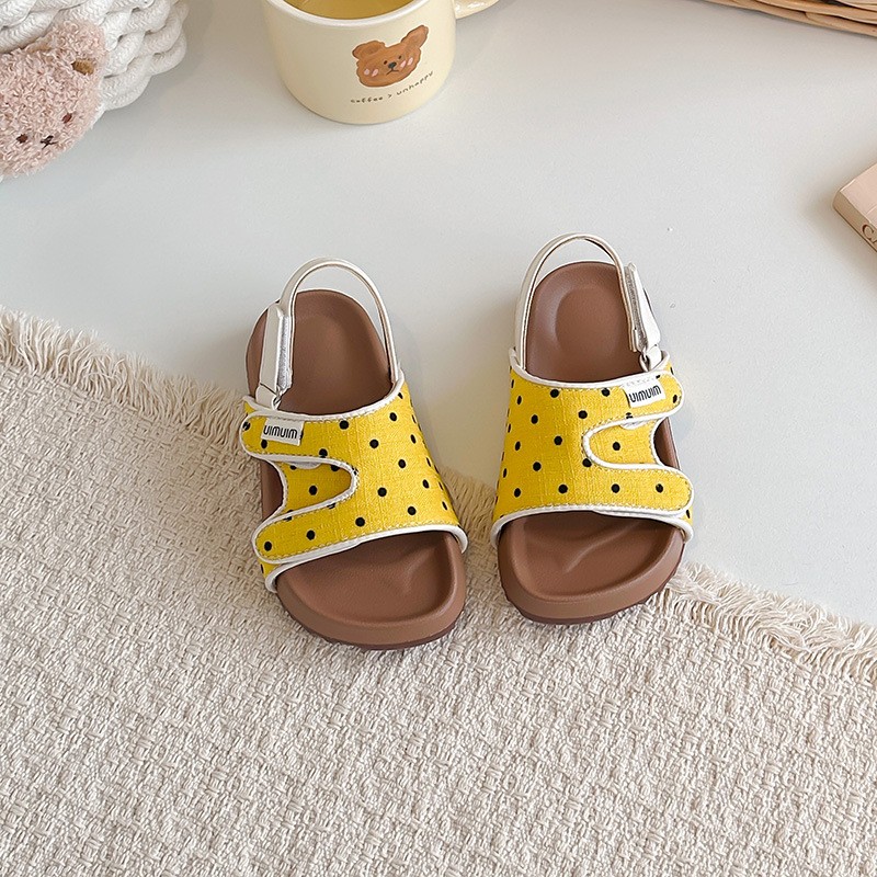 2026 Summer New Kids Sandals, Soft Light Sole Girls Shoes, Fashion Polka Dot Hook & Loop Beach Shoes For Little Middle Big Kids photo 3