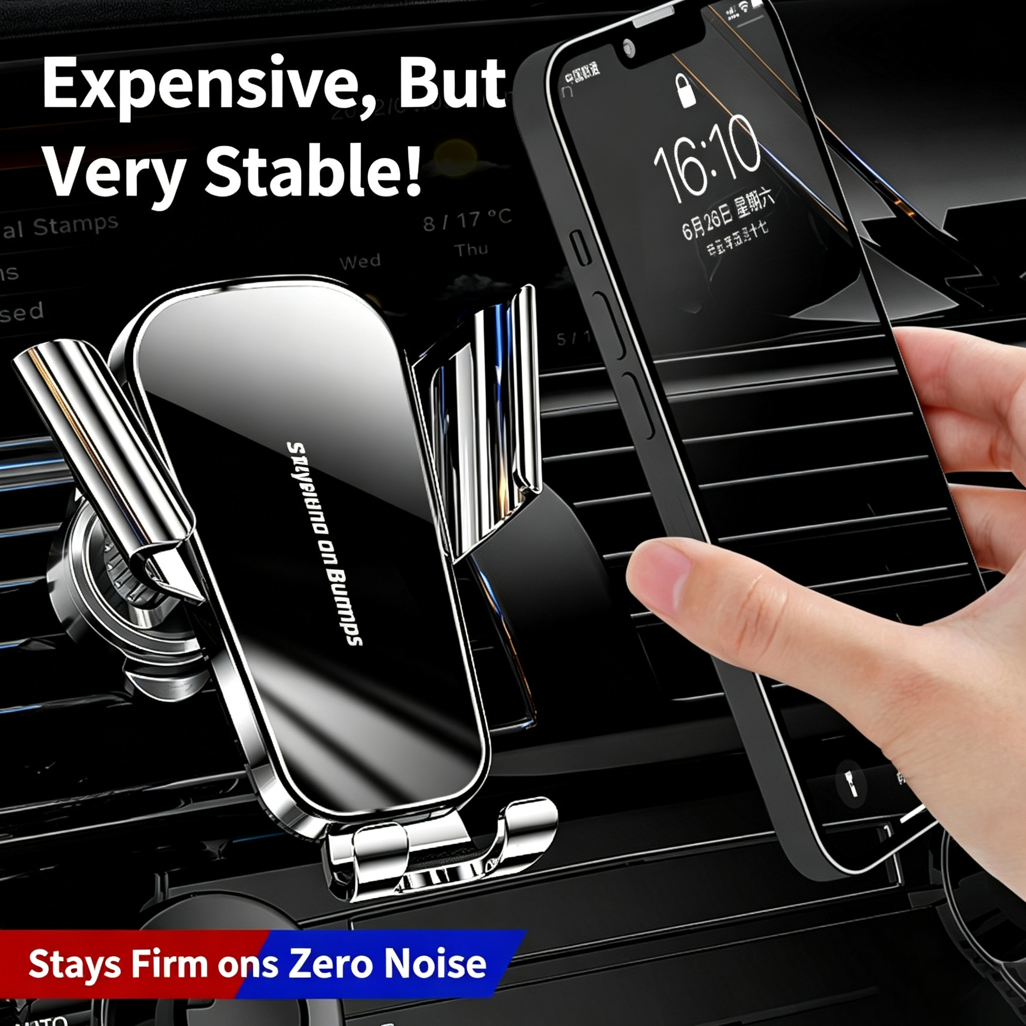New Car Phone Mount Air Vent Universal Phone Holder Anti Shake Hook Clip Cell Phone Stand For Car Navigation photo 1
