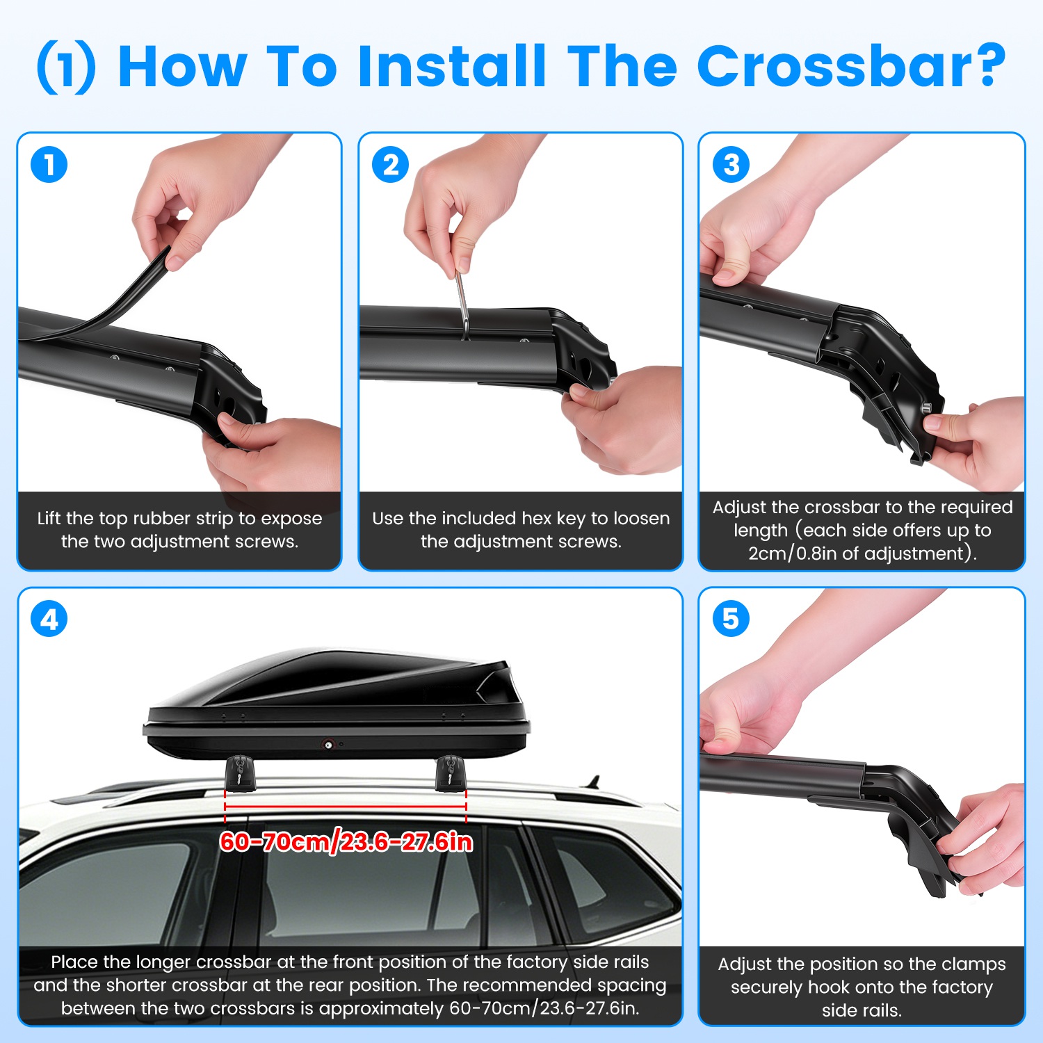 Roof Rack Cross Bars Fit For Tiguan 2018-2026 & Taos 2022-2026 With Factory Raised Side Rails Lockable Aluminum Roof Cargo Carrier Bars 330lbs Max Load For Luggage Kayaks Bikes photo 8