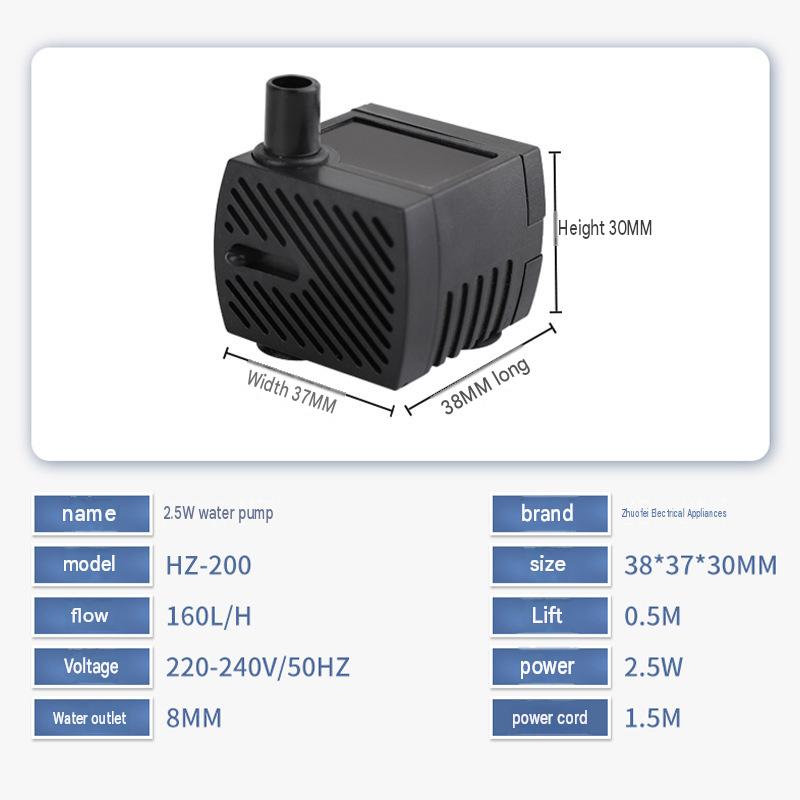 Fish Tank Water Pump Large Lift Submersible Pump Silent Small Pumping Circulation Rockery Flowing Water Fountain 220V Mini Bottom Suction photo 8