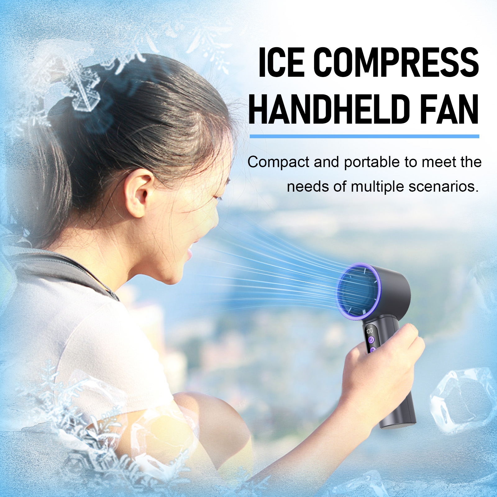 Ice Pack Handheld Fan Roland Gray 1pc photo 1
