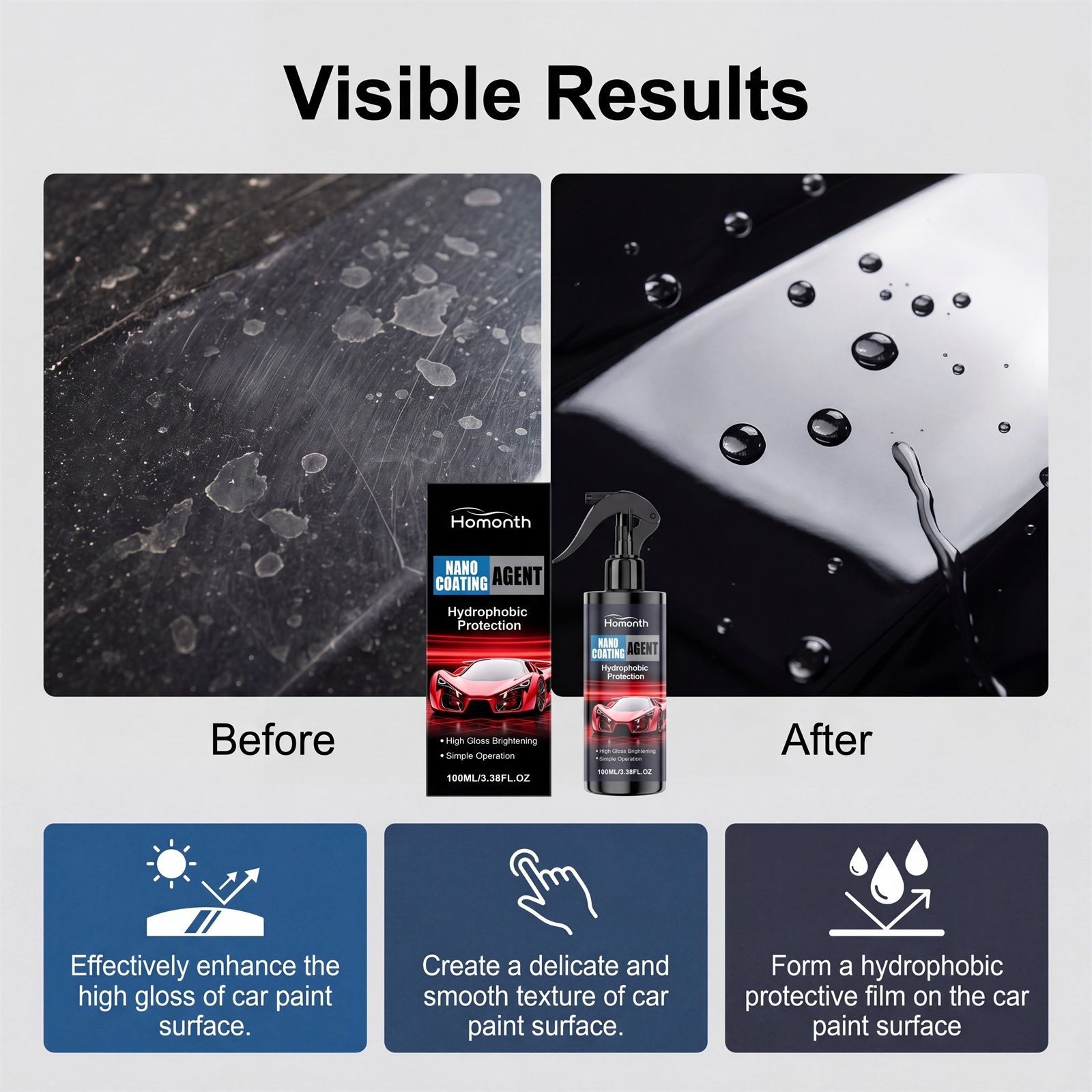 Car Ceramic Coating Agent, Auto Paint Gloss Restoration Scratch Resistance Sealant photo 6