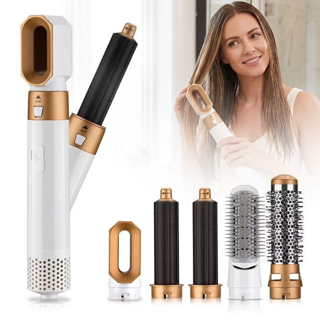 5 In 1 Professional Hair Curler Dryer Styler Curler Straightener Hot Air Brush photo 1