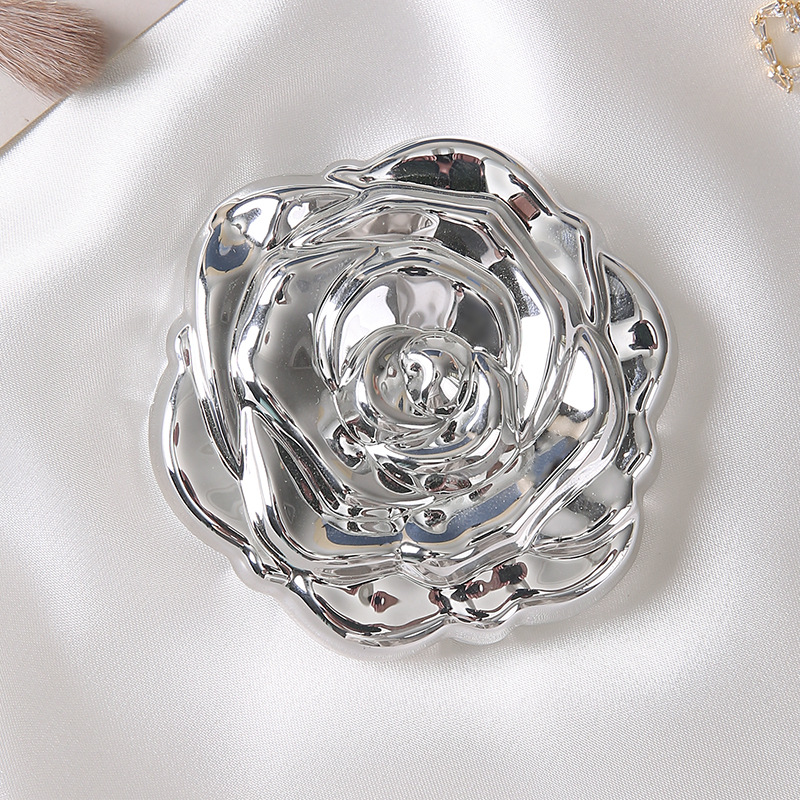 3D Rose Square Compact Mirror, Double Sided Folding Makeup Mirror, 1x & Magnifying Mirror, Portable Pocket Cosmetic Mirror, Gold Silver Rose Gold Available photo 1
