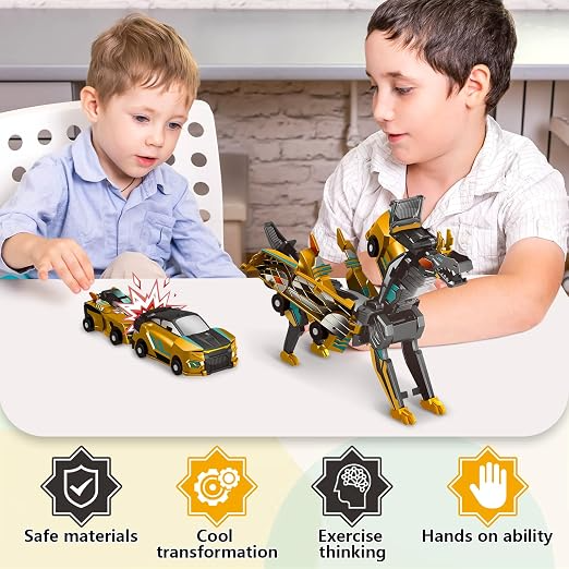 2-in-1 Unisex Mechanical Mini Magnetic-Triggered Auto-Transform Pegasus Car Toy, Battery-Free Safe ABS Plastic Animal Toy, Creative Kids' Gift Ideas photo 6