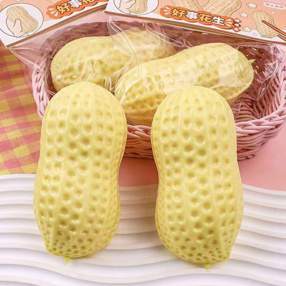 1pc Peanut , Zero Bounce Back Sensory Squeeze, Soft Squishy Stress Relief, Shapeable Sensory Fidget Cute Peanut Desk Birthday Gift For Adults photo 2