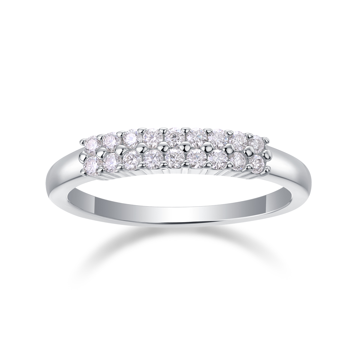 S925 Silver 2.1g Platinum Plated Moissanite Ring, 3.0mm 18pcs D VVS1 Double Row Band, GRA Certified US 5-9 photo 1