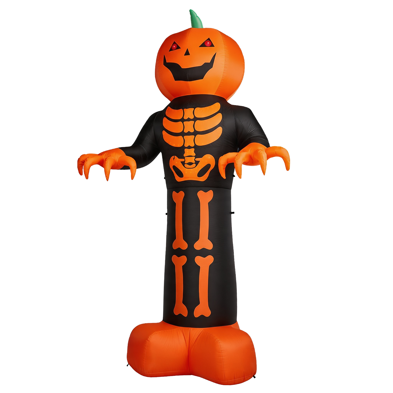 12ft Inflatable Halloween Decor With Skeleton Ribs,Pumpkin & Grim Reaper,3 LED Lights - 115 Count String Lights,Black & Orange,12V 2000mA US Power Adapter photo 2