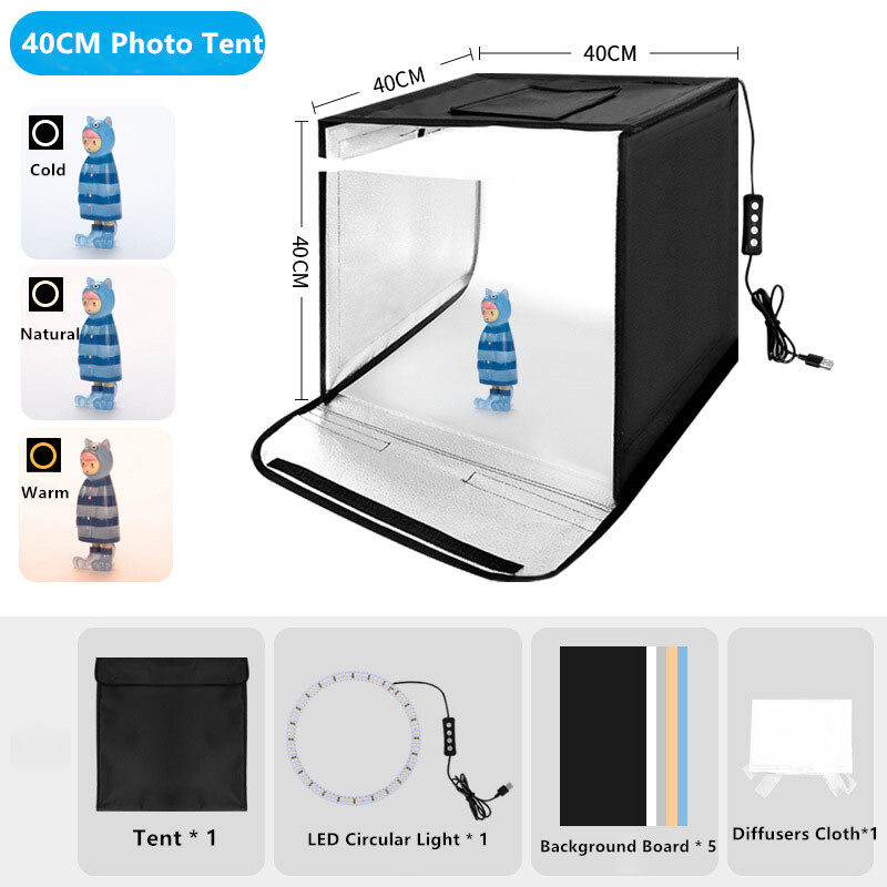40x 40cm 144LED Portable LED Light Tent Box Bar Cube Room Studio Photography 16 Inch photo 8