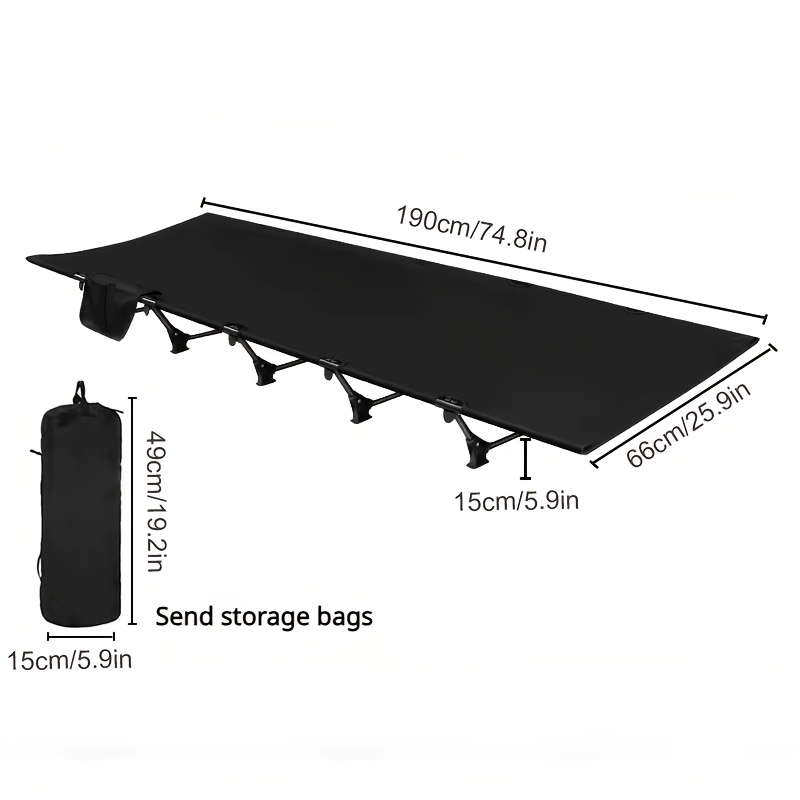 Camping Cot Folding Camp Bed Portable Outdoor Bed Aluminum Camping Cot Backpacking Cot Ultralight Camp Cot Heavy Duty Camping Cot 600D Oxford Camping Bed Camping Cot With Side Pocket photo 2