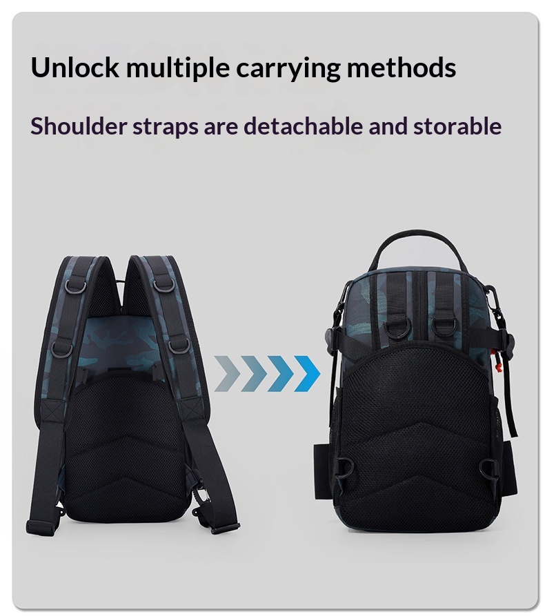 Outdoor Lure Bag New Multi-Functional Single & Double Shoulder Fishing Equipment Backpack Camouflage Lightweight Handheld Fishing Gear Storage Bag - Green photo 7