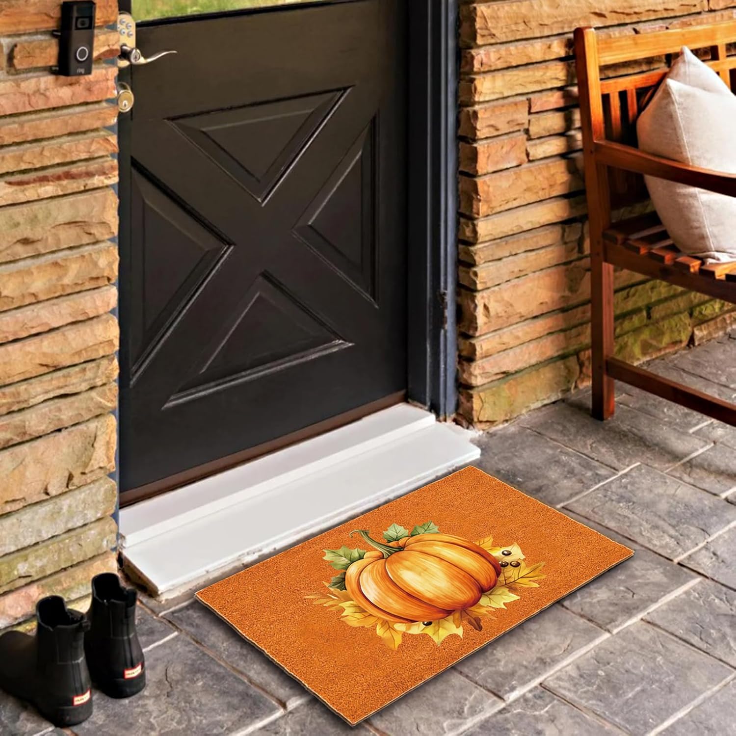 Fall Pumpkin Door Mat 30x18 Inch, Rustic Welcome Mat For Front Door, Halloween Thanksgiving Autumn Indoor Outdoor Decor photo 4