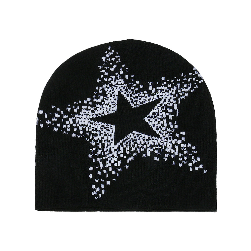 American Street Y2K Star Woolen Hat For Autumn And Winter, With Hip-hop Vibe And Warmth. Five-pointed Star Knitted Cold Hat For Keeping You Warm Outdoors photo 1