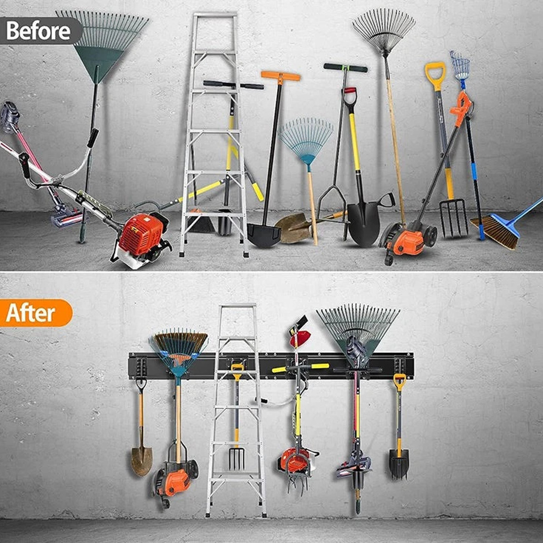 NEW 3x Garage Garden Tool Holder Storage Rack Shed Wall Mounted Organiser Long Hooks photo 2