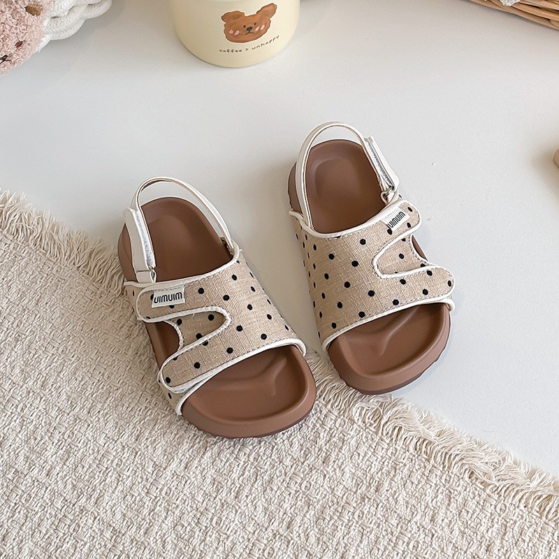 2026 Summer New Kids Sandals, Soft Light Sole Girls Shoes, Fashion Polka Dot Hook & Loop Beach Shoes For Little Middle Big Kids photo 4