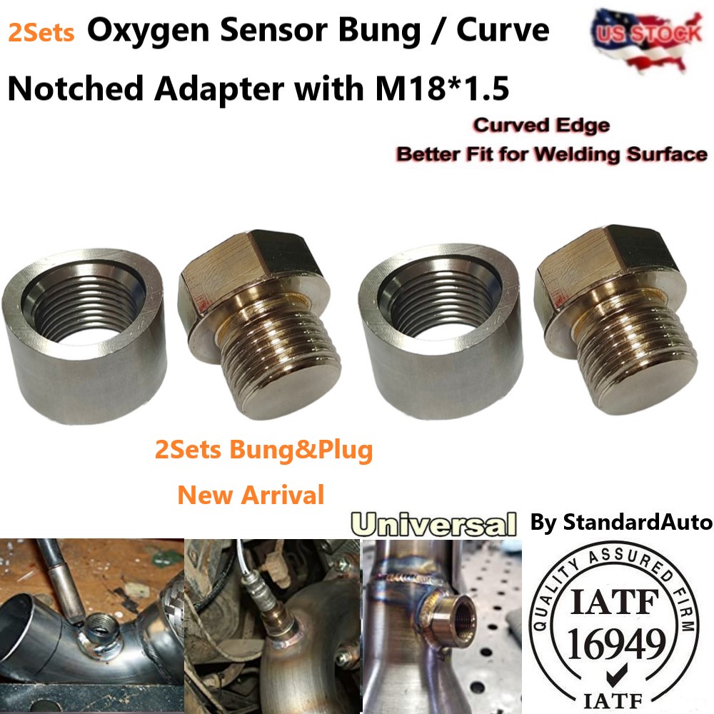 2 Sets Catalytic Converter Notched Style O2 Oxygen Sensor Bung And Plug M18X1.5 photo 3