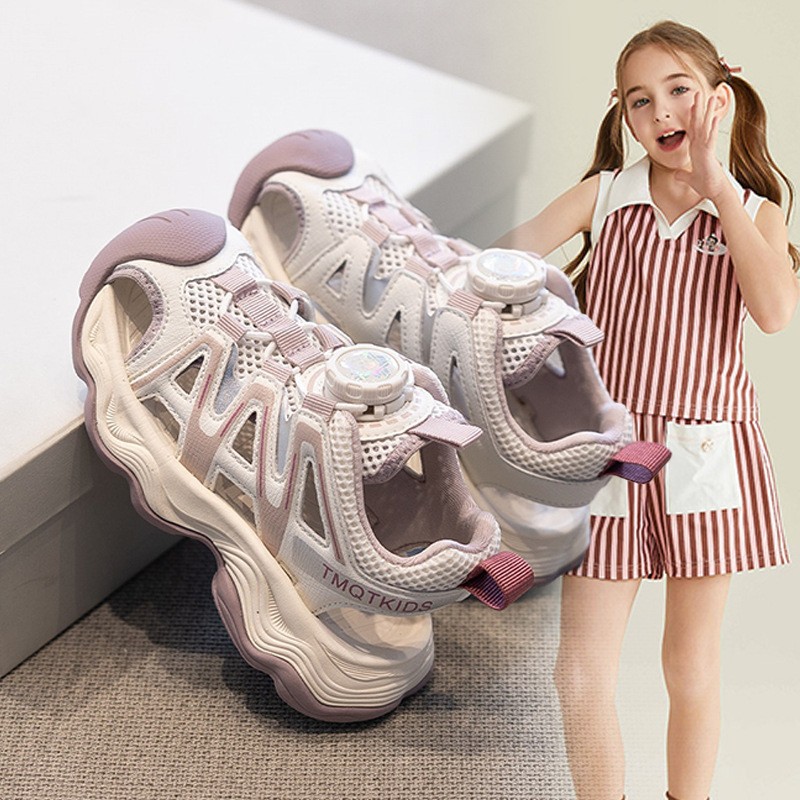 2026 Summer New Kids Sports Sandals, Girls Breathable Non-Slip Mesh Shoes, Baby Girls Hollow Out Soft Sole Beach Shoes photo 1