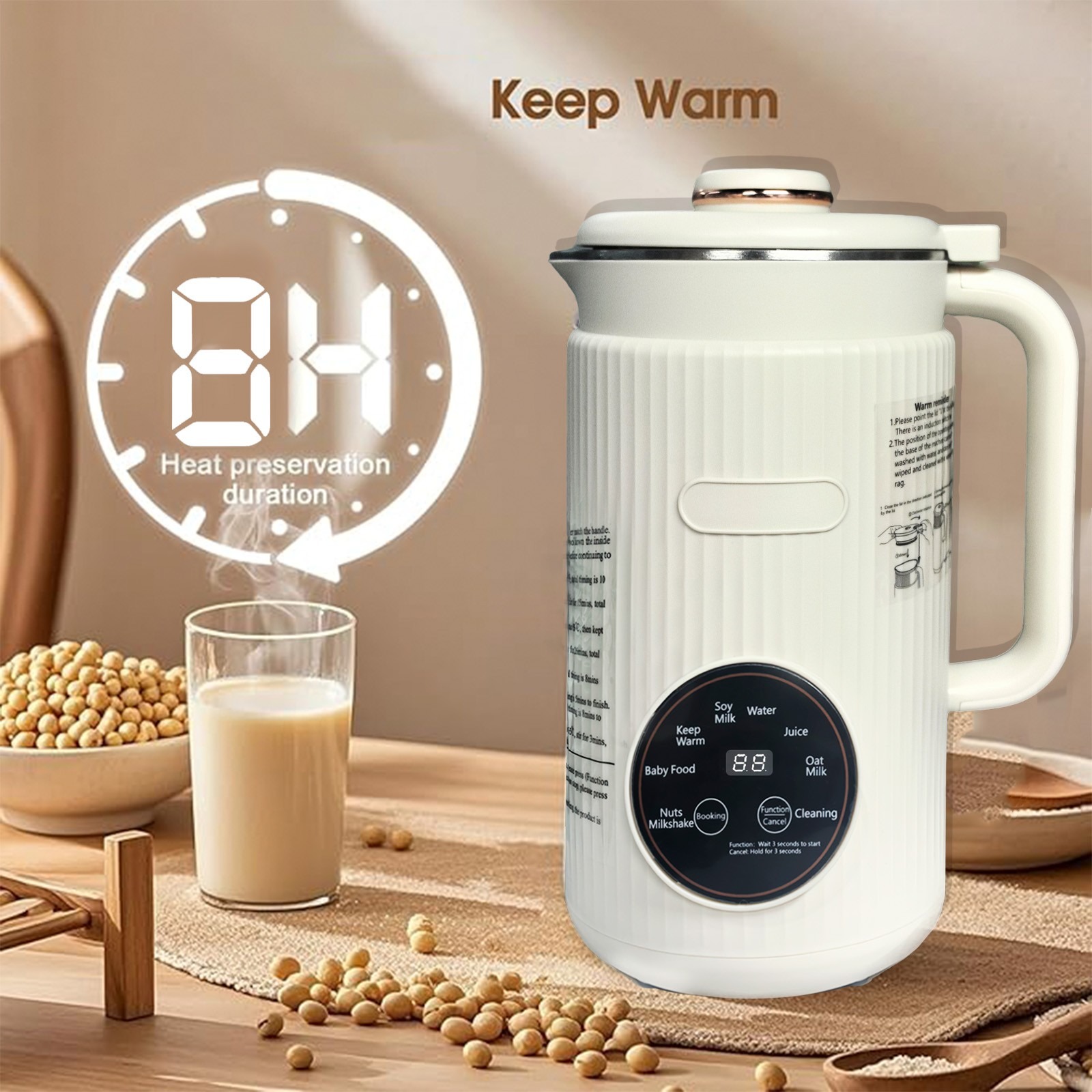 1.2L Nut Milk Maker 8-in-1 Automatic Almond Soy Oat Milk Machine Self Cleaning photo 5