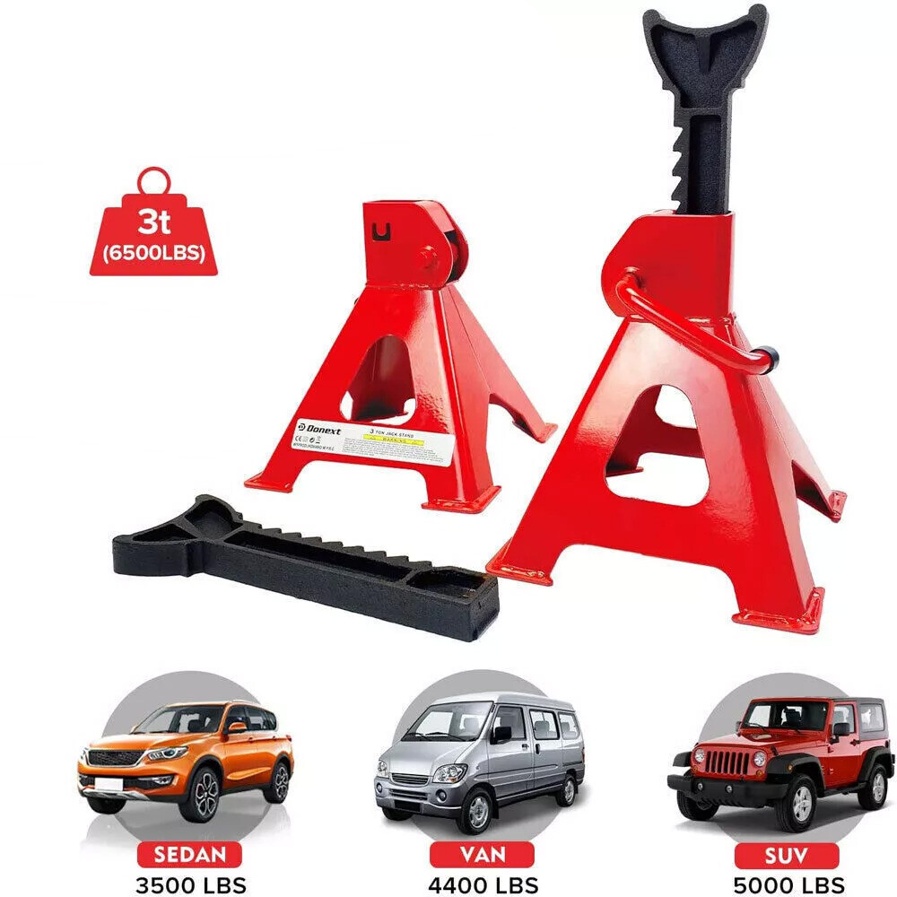 2Pcs Axle Stands FloorJack Heavy Duty Lifting 3 Ton Capacity Stand Car Carava photo 1